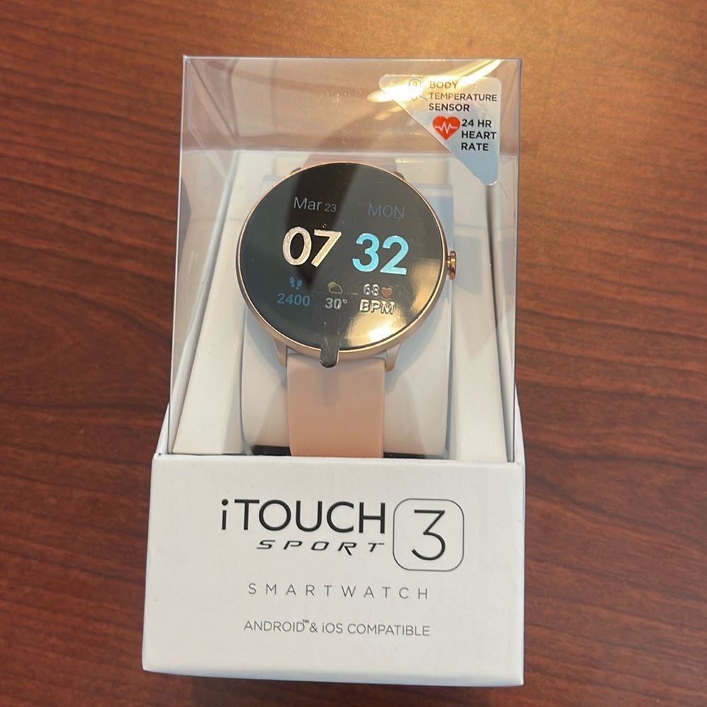 New with tags itouch sport 3 smartwatch rose gold and pink band